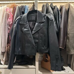 Black Leather Moto Jacket - Women